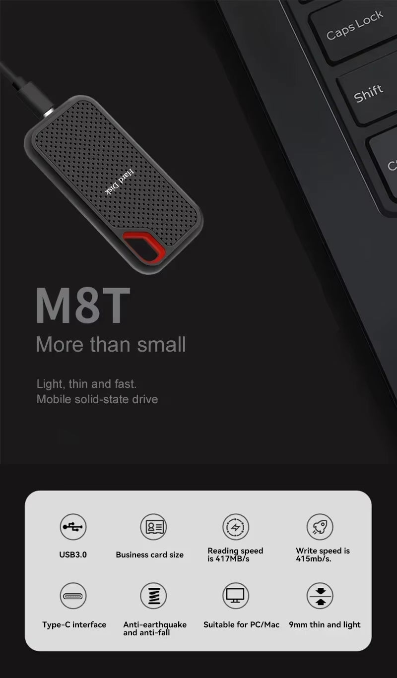 High-Speed External Solid State Drive 1TB Portable External Hard Drive Ssd 2TB External Hard Disk Ssd Hard Drive for Laptop Mac