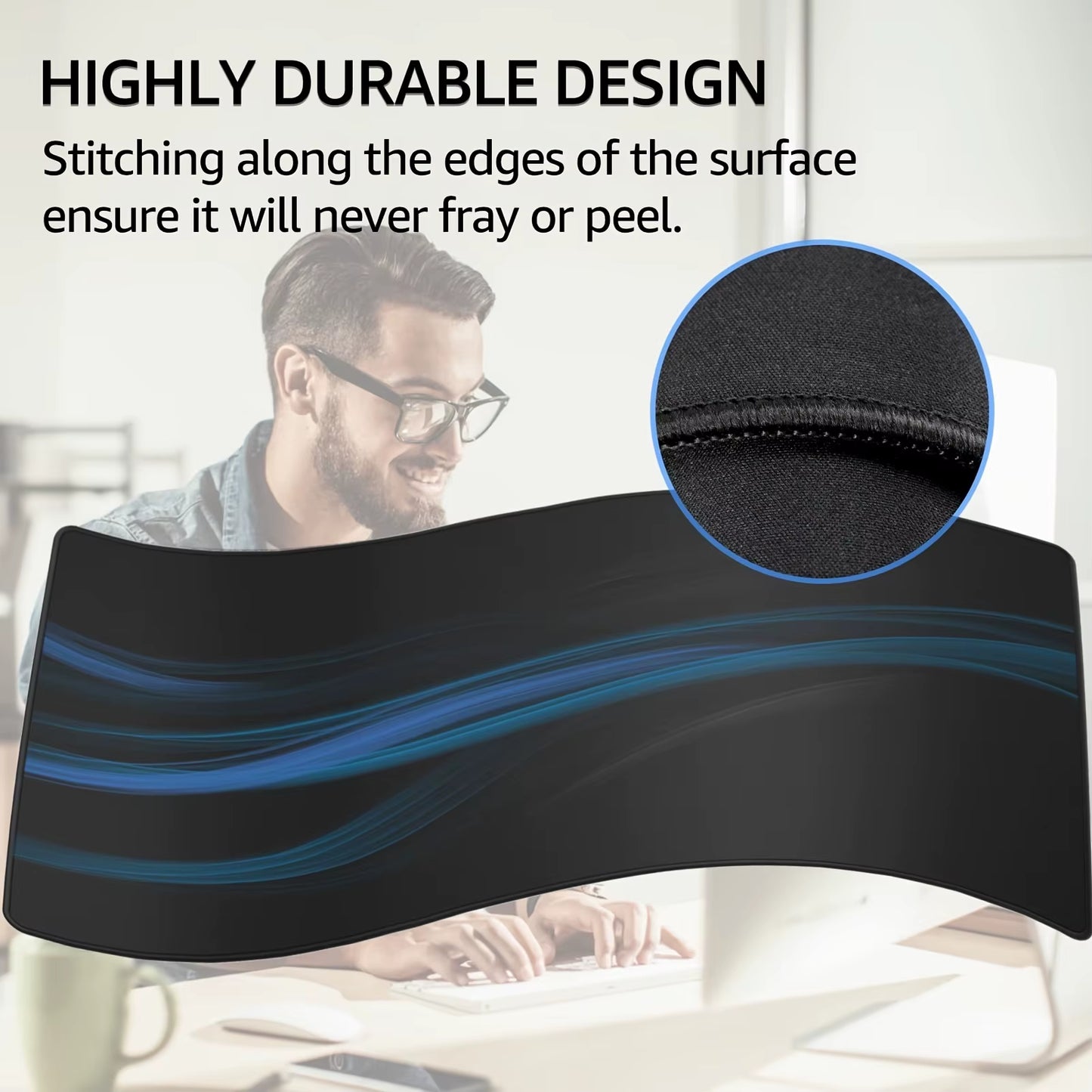 1PC Large Mouse Pad, Office Gaming Table Mat, Non-Slip Rubber Base Washable Mouse Pad for Work, Gaming and Office