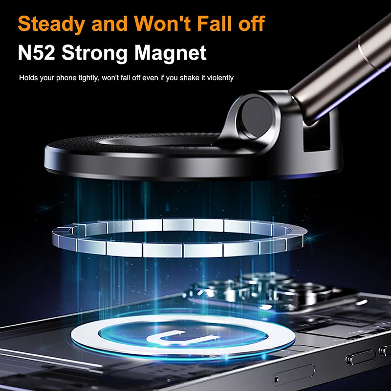 Strong Magnetic Phone Holder Foldable Design 360° Adjustable Vacuum Car Mount for Cell Phone for Iphone Live Streaming